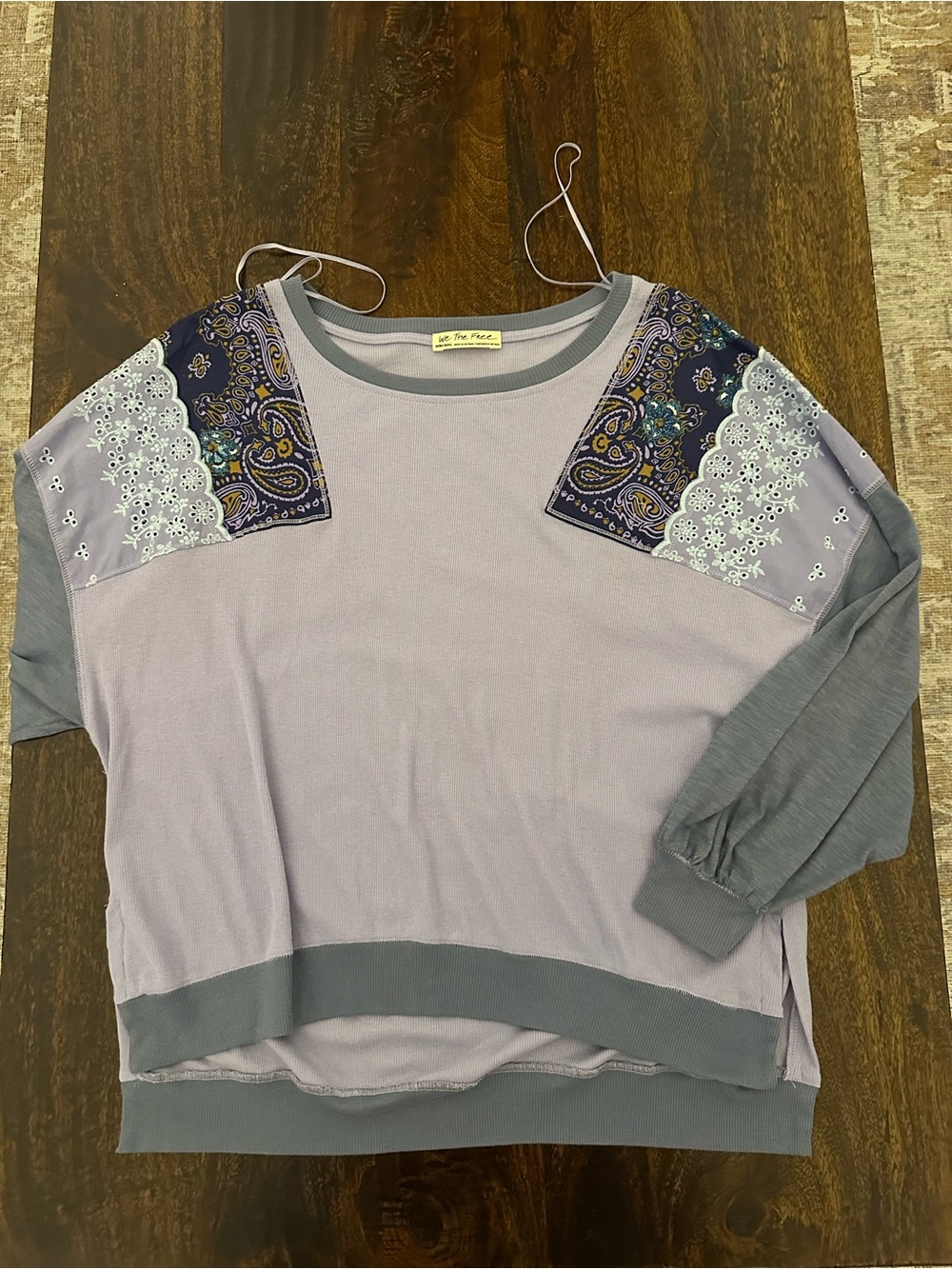Free People Feelin it Tee Lavender Patchwork - Picture 7 of 12